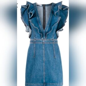 Blue Denim Ruffle Sleeve Women's Jeans